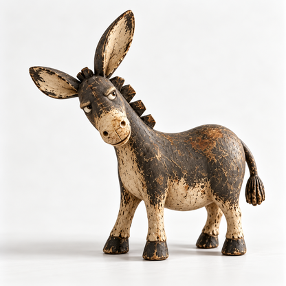 Judgmental Donkey – Funny Side-Eye Figurine with Rustic Vintage Wood Finish