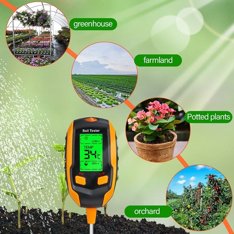 🪴✨2026 Newly Upgraded Digital 4-in-1 Soil Test Meter, large LCD screen, probe accurately quick measure