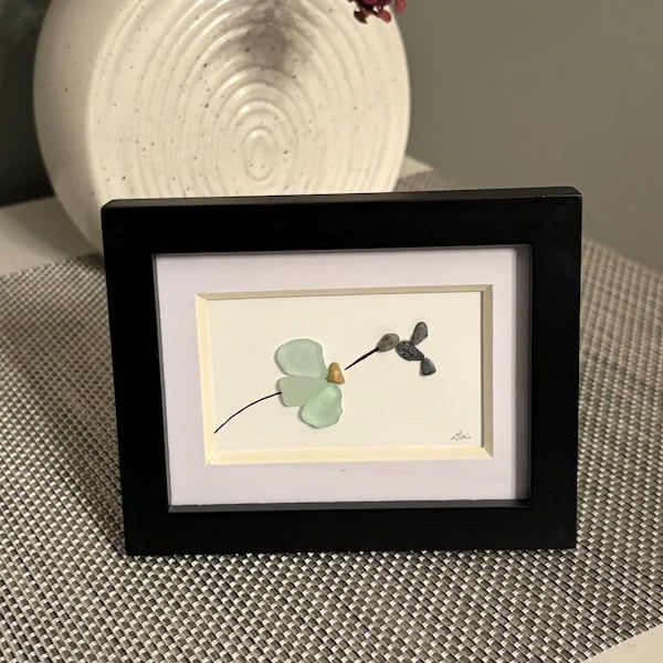 🌊Mini Sea Glass Hummingbird🐦 Shaped by Nature & Crafted by Hand!