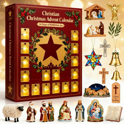 ✝️Christian Christmas Advent Calendar – 24 Days of Bethlehem Joy with Figurines & Ornaments