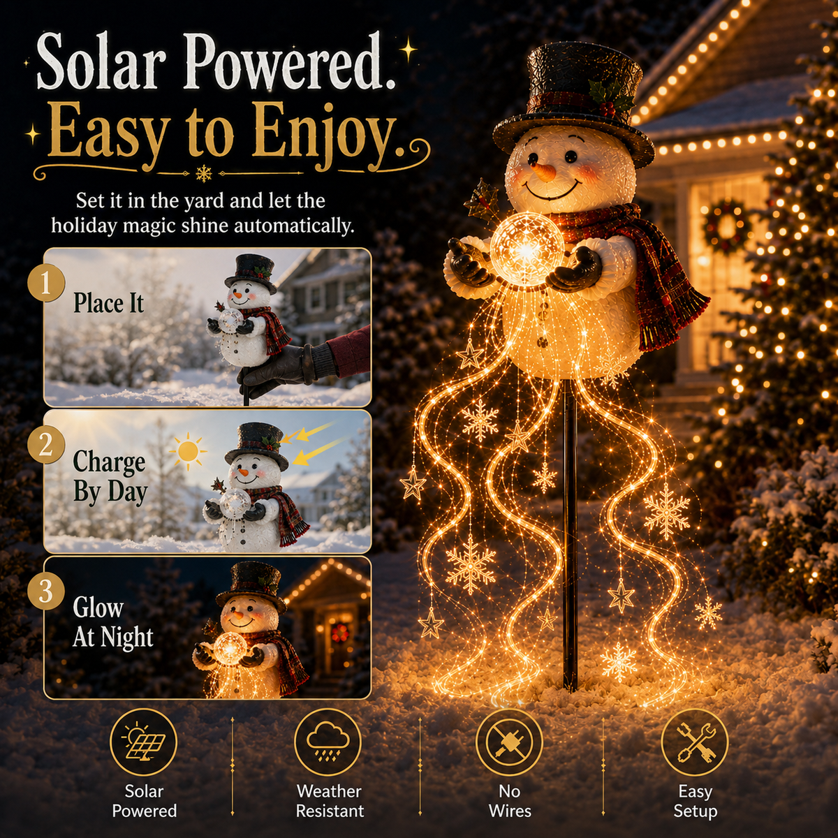 ⛄49% OFF⛄ Snowman Magic Fountain-Flowing Snowflake LED Christmas Garden Light❄️