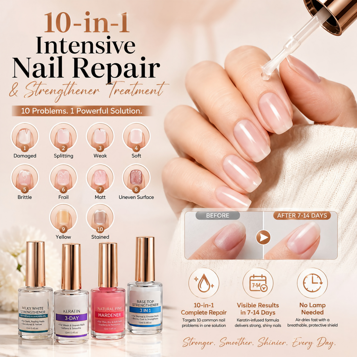 💅✨ 10-in-1 Intensive Nail Repair & Strengthener Treatment
