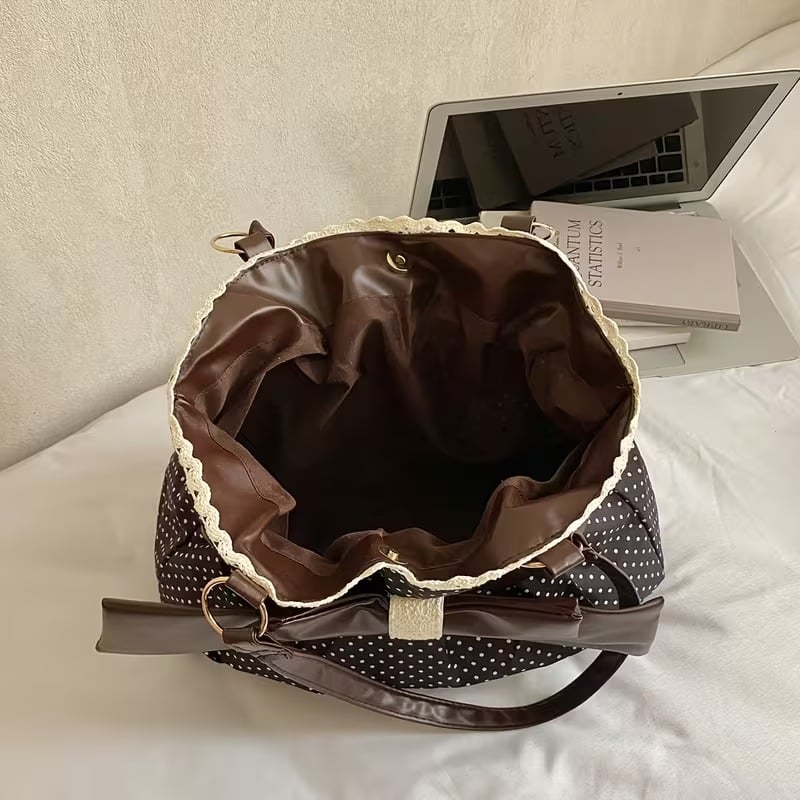 🔥Last Day 49% OFF - 🎀🖤 Trendy Polka-Dot Bow Tote Bag