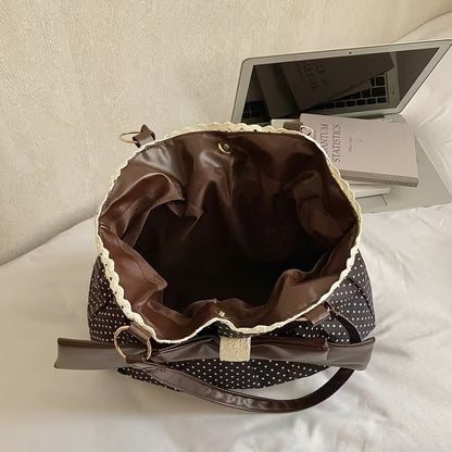 🔥Last Day 49% OFF - 🎀🖤 Trendy Polka-Dot Bow Tote Bag