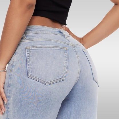 High Rise Vintage Wash High-waisted Top Straight Leg Jeans