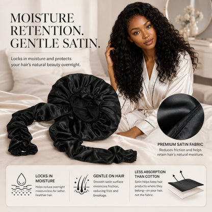 🔥 Silk Bonnet for Long Curly Hair
