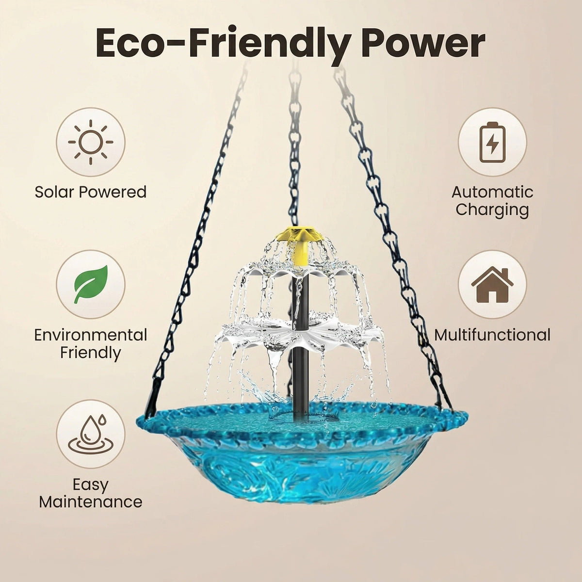 ✨2026 Spring special offer 70% off-🐦Solar Cascade Hanging Bird Bath Fountain