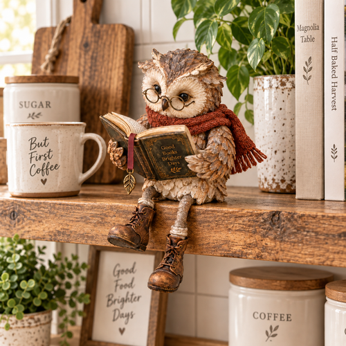 🦉📚 Reading Owl Figurine – Whimsical Book Lover Decor