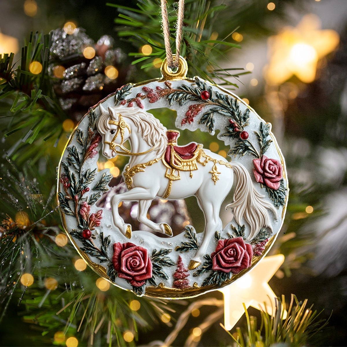 🔥LAST DAY SALE 49% OFF🐎Shineful 2D Acrylic Ornament Victorian Rose Horse