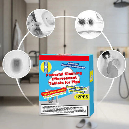 🔥🔥50% OFF ❤️Powerful Cleaning Effervescent Tablets for Pipe, Fast Dissolve Hair Grease Clogs, Deodorizing Antibacterial Pipe Cleaner for Sink Toilet Floor Drain