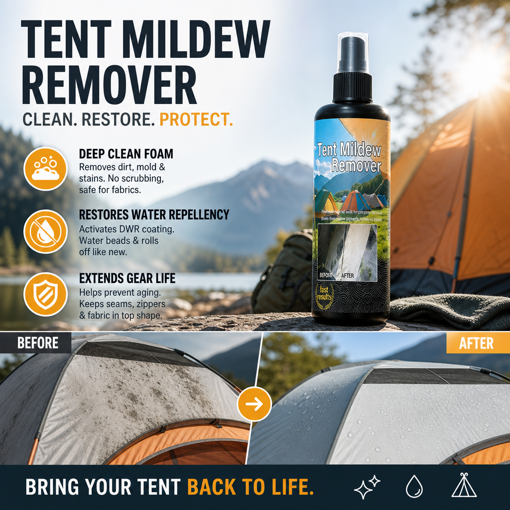 ✨ 🧴✨ 53% OFF! Outdoor Mildew Stain Cleaner – Spray on, wipes off mold instantly. Eco‑friendly, won‘t ruin waterproofing. Tent, awning, shower curtain – all like new! 🏕️💪