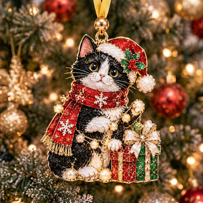 Tuxedo Cat Santa Hat Gift XR2210001CL Christmas Ornament