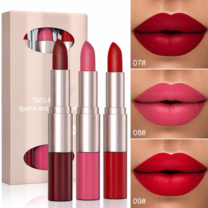 💄 2-in-1 Dual-Ended Lip Set – Matte Color & Glossy Shine, 3-Piece Set