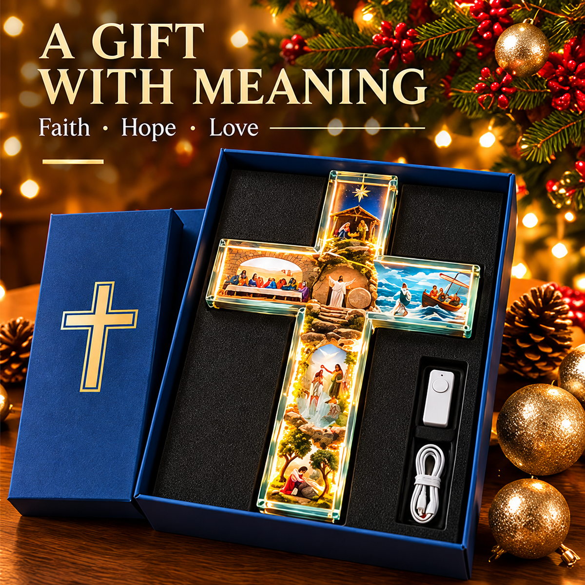 ✨ Last Day – 49% OFF!✝️The Story of Jesus in 6 Scenes Cross Lamp