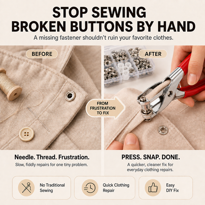 Seamless Stitching Sewing Kit-100Pcs Invisible Colored Metal Buckle & Manual Pressure Pliers 🔧