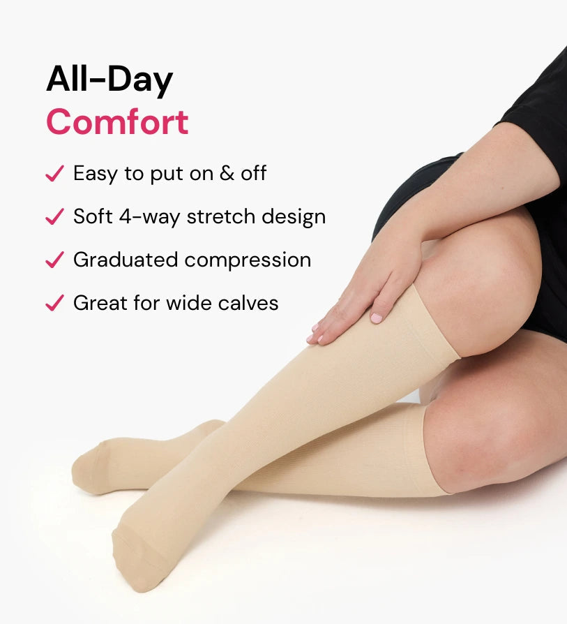 Plus Size High Stretch Compression Socks – Wide Calf Support Socks