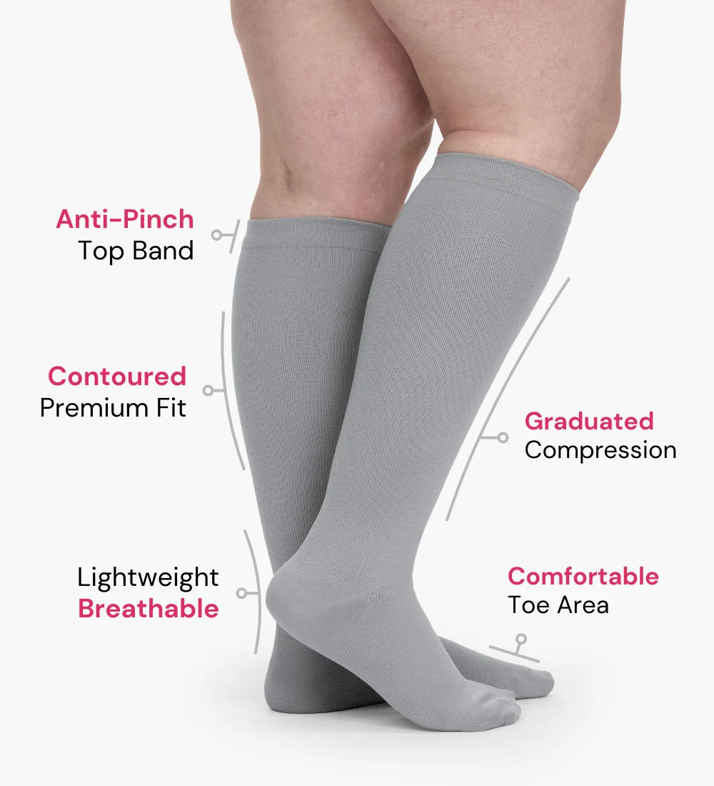 Plus Size High Stretch Compression Socks – Wide Calf Support Socks