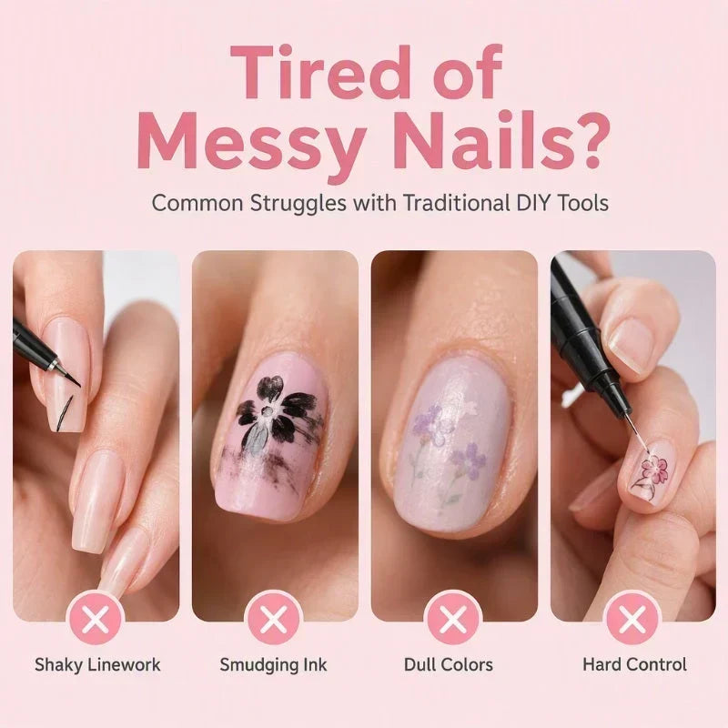 💅 12-Color Dual-Tip Nail Art Pens – Easy DIY Nail Designs