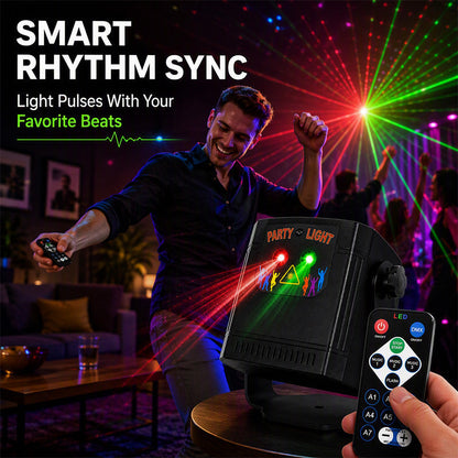 🎶 Music-Sync Party Laser Light – 68 Dynamic Patterns + Remote