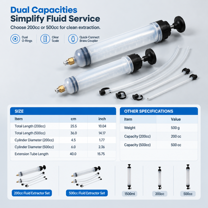 Manual Fluid Extractor and Filling Syringe Pump Automotive Hand Transfer Tool for Brake Fluid and Oil