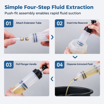 Manual Fluid Extractor and Filling Syringe Pump Automotive Hand Transfer Tool for Brake Fluid and Oil