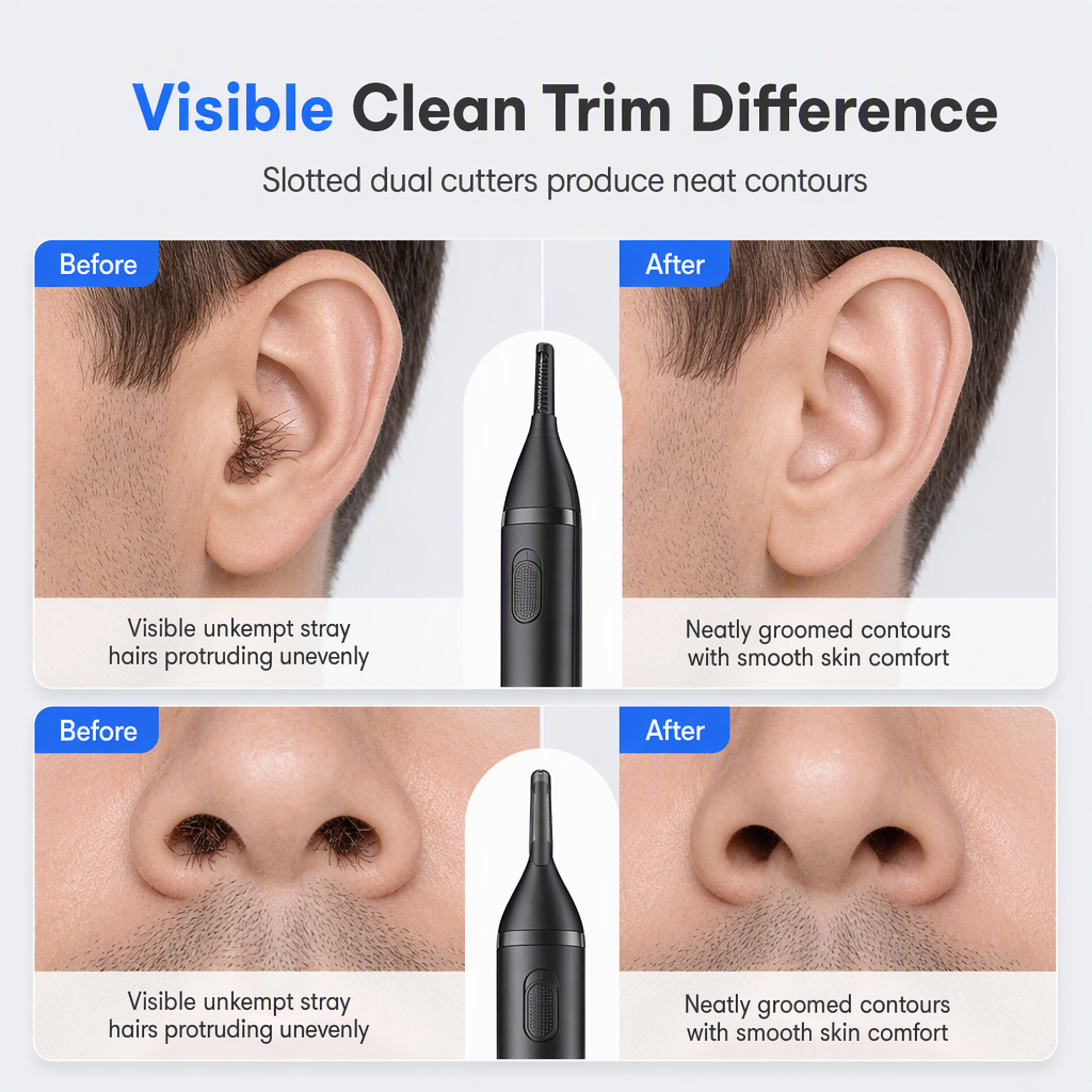 ✂️ Electric Nose Hair Trimmer – Dual-Edge Stainless Steel Grooming Tool