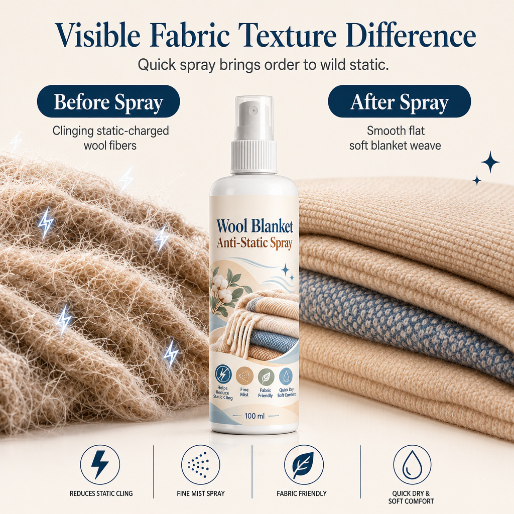 ✨ Anti-Static Fabric Spray – Gentle Static Cling Reducer for Blankets | 100ml