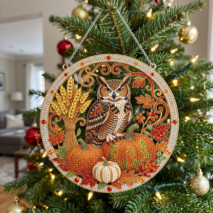 Autumn Harvest Owl Diamond Art Hanging Ornament Kit