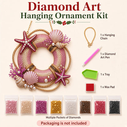 Pink Seashell Life Ring Diamond Art Hanging Ornament Kit