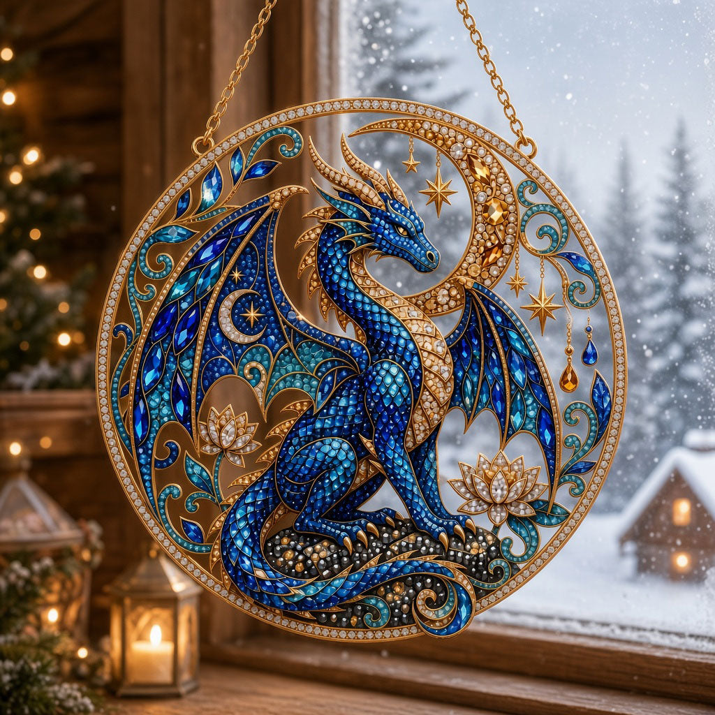 Mystic Blue Dragon Diamond Art Hanging Ornament Kit